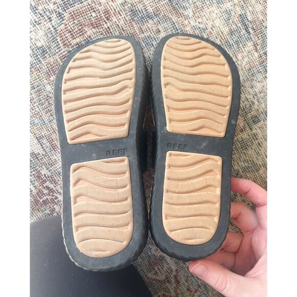 Women's Black and Tan Reef  Water Vista Slide Sandals Size 7 - Picture 4 of 5